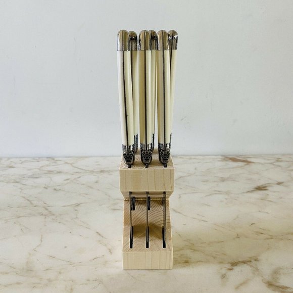 LAGUIOLE Jean Dubost Steak Knives Ivory Handles Set Of 6 - Thiers, France - Picture 6 of 8